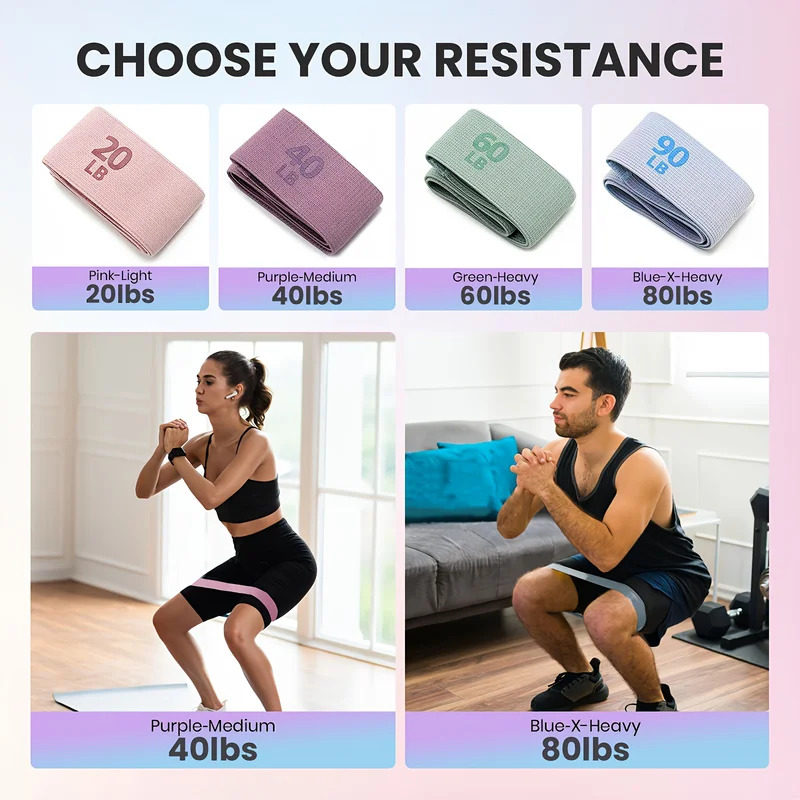 Pilates Bar Kit With Resistance Bands - 20-90LB тканевая эластичная лента для фитнеса,