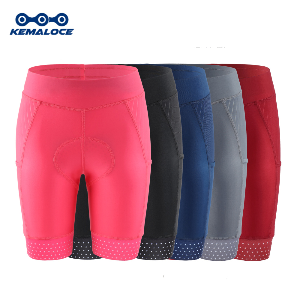 Padded Cycling Shorts 5D Gel - Женские велосипедные шорты KEMALOCE, розовые и