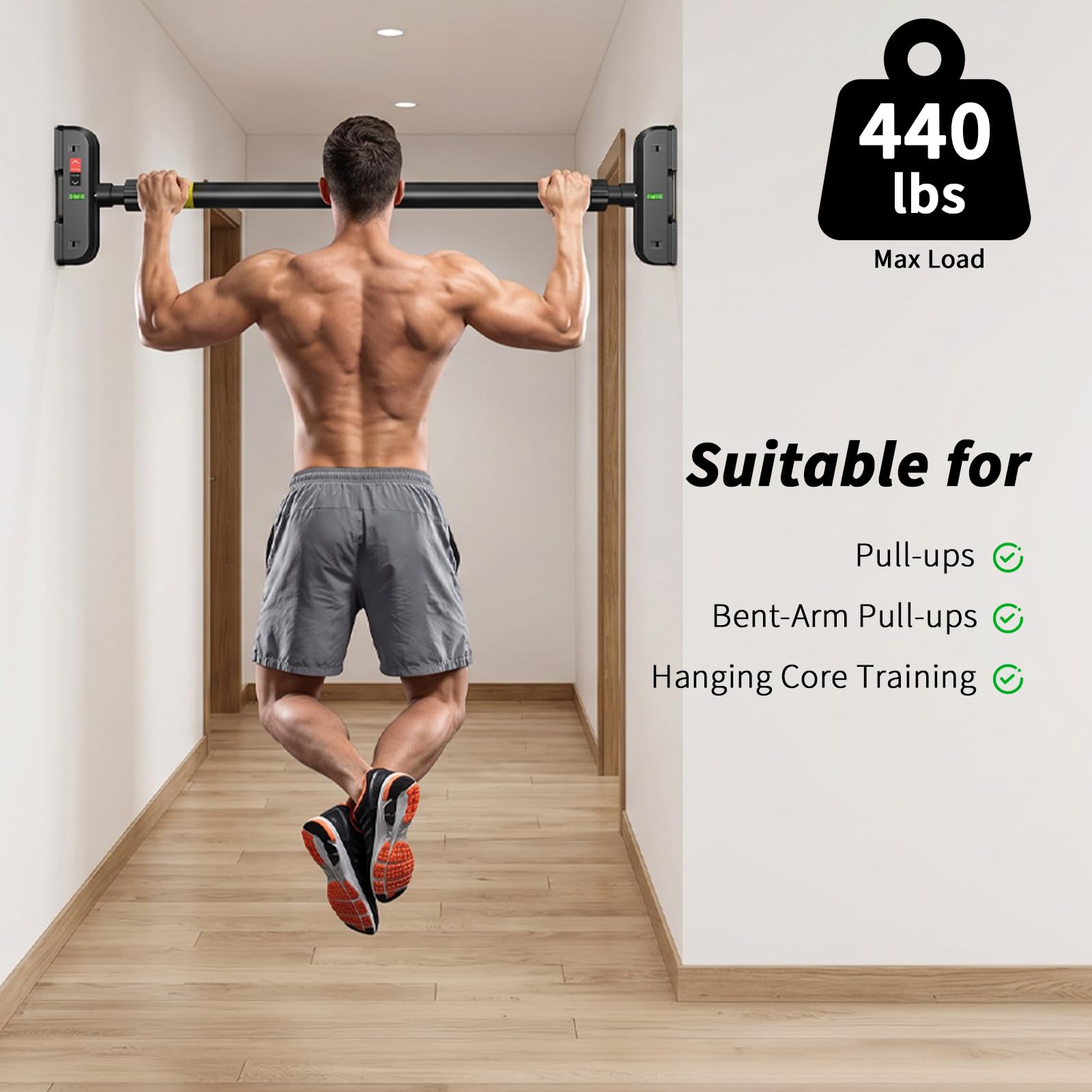 Door Pull Up Bar No Screw - Турник для дверного проема, безвинтовой, выдерживает