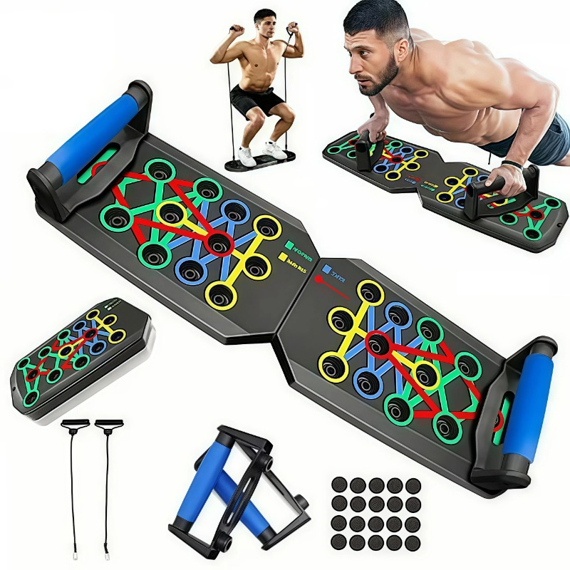 Push Up Board Foldable Multi Function - Складная доска для отжиманий с эластичными