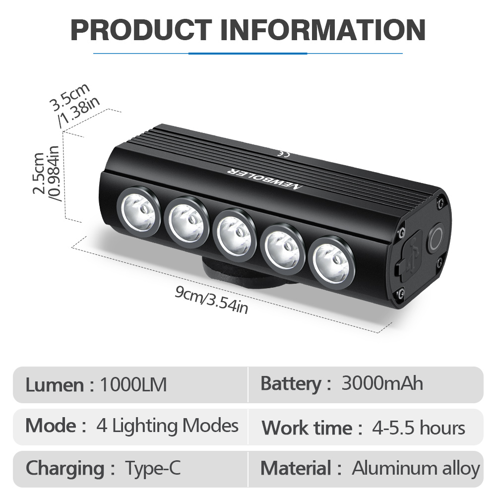 NEWBOLER велосипедный фонарь с – обзор и цена Rechargeable Bicycle Headlight 1000 Lumen