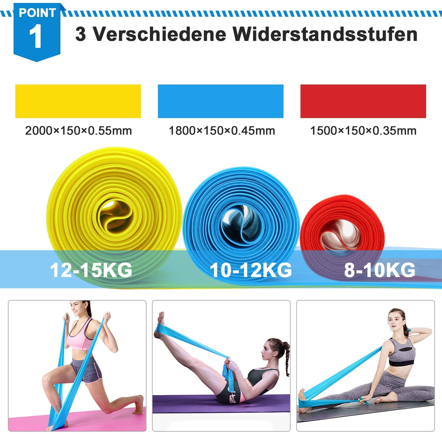 Эластичные ленты для фитнеса,  – обзор и цена Pilates Bar Kit With Resistance Bands
