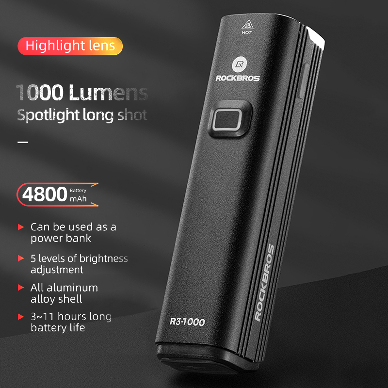 ROCKBROS велосипедный фонарь п – обзор и цена Rechargeable Bicycle Headlight 1000 Lumen